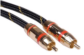 ROLINE 11.09.4251 Gold kabel cinch(M) - cinch(M), červené konektory, 5m