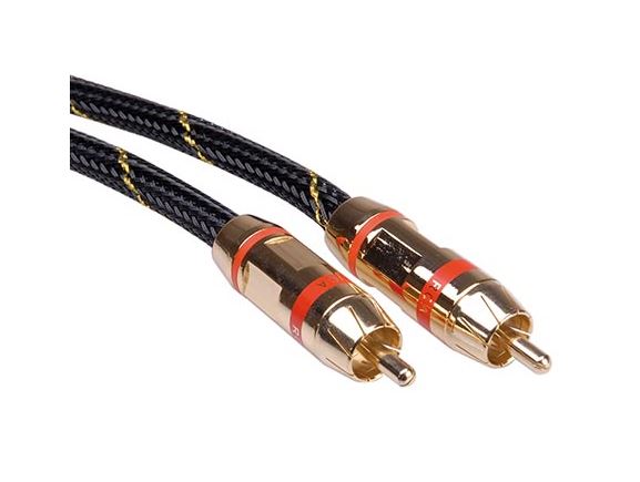 11.09.4251 Gold kabel cinch(M) - cinch(M), červené konektory, 5m