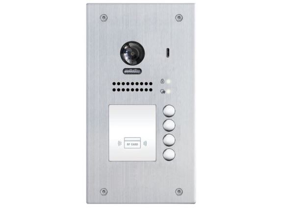 DPC-D250-4F-ID dveřní stanice pro D2, 4x zvonek, barevná kamera, RFID, IP54, 1x zámek, montáž pod omítku