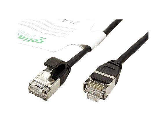 21.44.3351 Tenký propojovací kabel RJ45/RJ45, U/FTP, kat. 6A, AWG32, LSOH, 0,3m, černý
