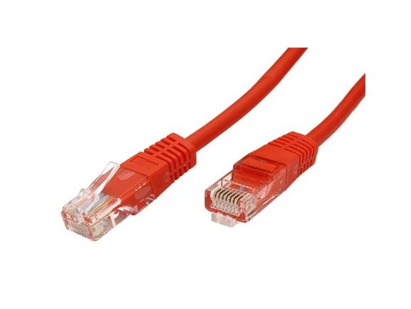 UTP-0,5-RD propojovací kabel RJ45/RJ45, U/UTP, 0,5m, kat. 5E, červený