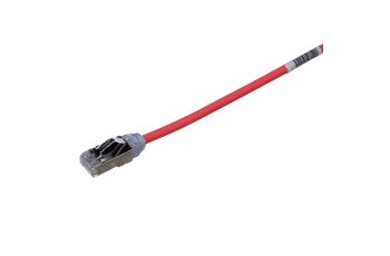 STP28X17MRD Tenký stíněný propojovací kabel RJ45/RJ45, F/UTP, kat. 6A, 17m, AWG28, LSZH, červený STP28X17MRD Tenký stíněný propojovací kabel RJ45/RJ45, F/UTP, kat. 6A, 17m, AWG28, LSZH, červený