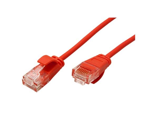 UTP6A-2-RD-slim propojovací kabel RJ45/RJ45, UTP, 2m, kat. 6A, LSOH, AWG32, červený, průměr 3,5mm
