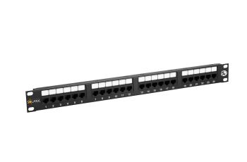 SOLARIX SX24-5E-UTP-BK patch panel UTP 24xRJ45 kat. 5E, 1U, 19", osazený, černý