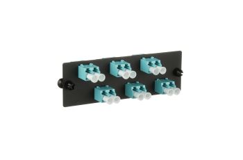FAP6WAQDLCZ Osazený FAP panel, 6x LC spojka, duplexní, MM OM3/OM4, tyrkysová (2)