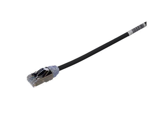 STP28X16MBL Tenký stíněný propojovací kabel RJ45/RJ45, F/UTP, kat. 6A, 16m, AWG28, LSZH, černý
