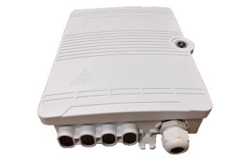 W08XXX00 Optický rozvaděč pro 8 SC, LC duplex/E2 spojek, 8 svárů, uzamykatelný, IP65, bílý