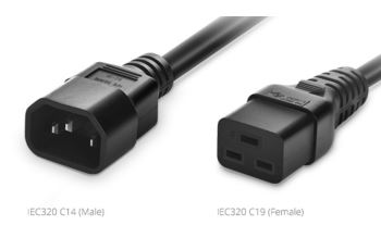 C14-C19-15A-BK3 kabel napájecí IEC320 C14  - C19 Power Cord, 14AWG, 250V/15A, 3m, černý