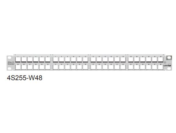 4S255-W48 patch panel pro 48 STP nebo UTP modulů Leviton QuickPort Atlas-X1 a eXtreme, 1RU, bílý