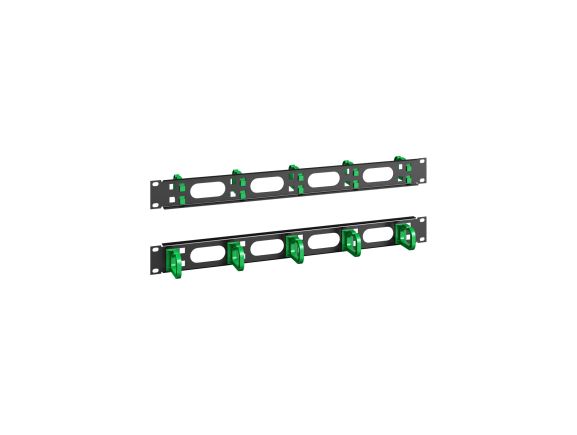 CONTEG DP-VP-P1-GN-H vázací panel, 1U, 19", jednostranný, plastová zelená oka 40x50mm