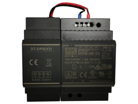 DPA-D2-PC7H Napájecí adaptér, vč. injektoru pro D2 systém, montáž na DIN lištu, 60W, DC24V, max. 2,5A