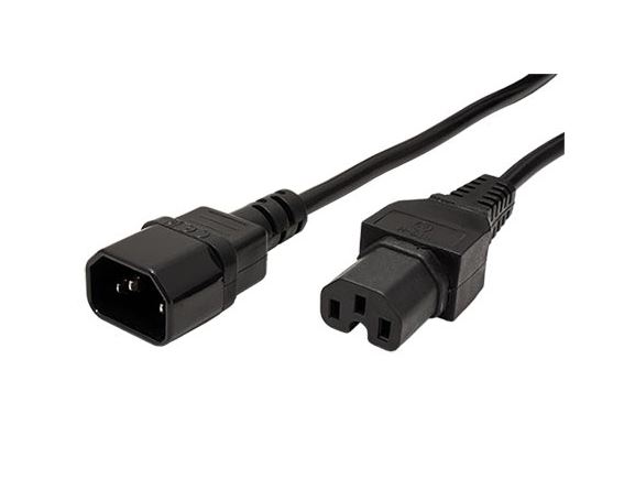 19.43.1298 kabel síťový prodlužovací, IEC320 C14 - C15, 250V/10A, 2m, černý