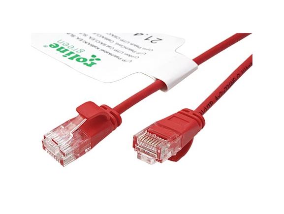 21.44.3913 Tenký propojovací kabel RJ45/RJ45, U/UTP, kat. 6A, AWG32, LSOH, 1m, červený