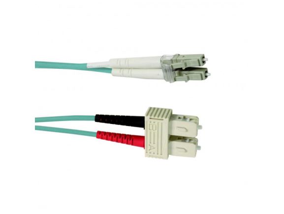LC-SC-0,5-M53DL optický propojovací kabel LC-SC duplex MM 50/125um OM3, délka 0,5m, tyrkysový