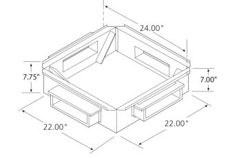 LEVITON Z1000-PF2 zónový rozvaděč do zdvojené podlahy 60x60cm (2´x2´), pro 8RU (2x4 RU), bílý