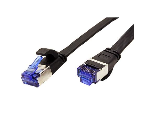 21.99.0832 plochý propojovací kabel kat. 6A, RJ45/RJ45, U/FTP, 2m, černý