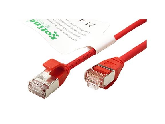 21.44.3311 propojovací kabel tenký AWG 32, kat. 6A, RJ45/RJ45, U/FTP,  0,3m, červený