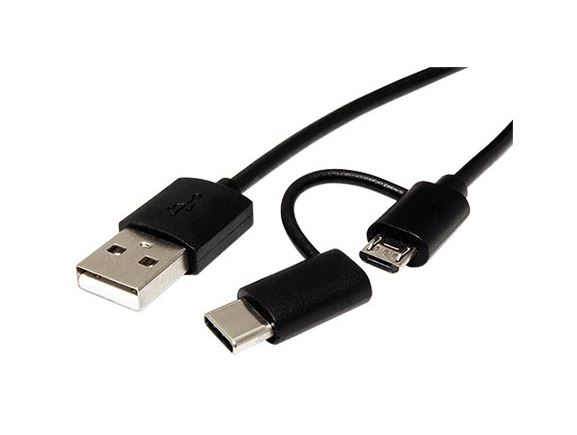 11.02.8328 kabel USB A(M) - microUSB B(M) + USB C(M), 1m