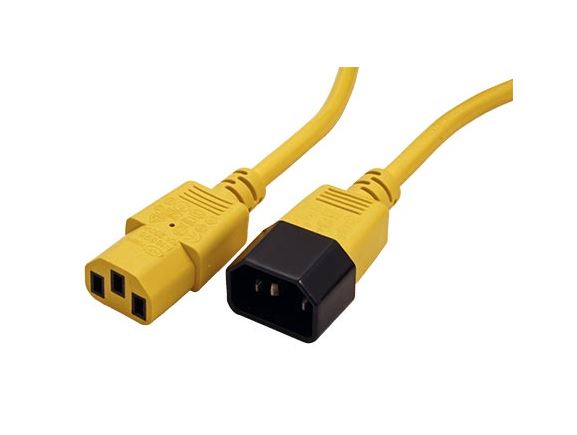 19.08.1521 kabel síťový prodlužovací IEC320 C14 - IEC320 C13, 1,8m, žlutý