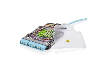 LEVITON SPLCH-12BL HDX kazeta, pro svaření, 12xLC OS2 spojka modrá, včetně pigtailů