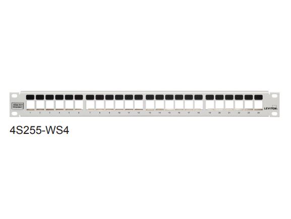 4S255-WS4 patch panel pro 24 STP nebo UTP modulů LevitonQuickPort Atlas-X1 a eXtreme, 1RU, bílý
