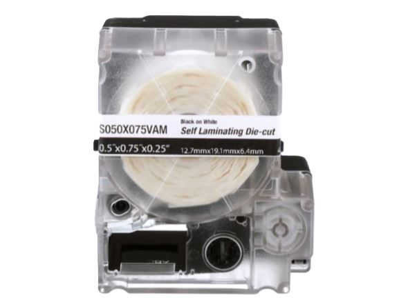 R100X125V1M Samolaminovací štítky TurnTell 31,8x25,4mm, průměr 4,1-6mm, vinyl, bílé, kazeta MP 125ks