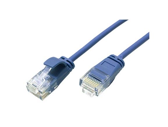 UTP6A-0,15-BU-slim propojovací kabel RJ45/RJ45, UTP, 0,15m, kat. 6A, LSOH, AWG32, modrý, průměr 3,5mm