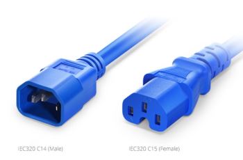 C14-C15-15A-B1,8 kabel napájecí IEC320 C14  - C15 Power Cord, 14AWG, 250V/15A, 1,8m, modrý
