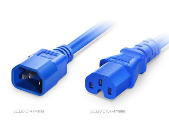 C14-C15-15A-BU-1,8 napájecí kabel IEC320 C14  - C15 Power Cord, 14AWG, 250V/15A, 1,8m, modrý