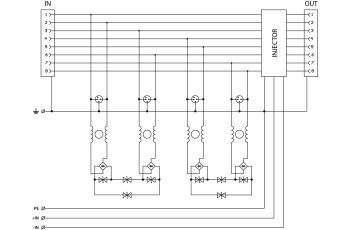 DL-1G-POE-INJECTOR Přepěťová ochrana datové linky kat. 6 s konektory RJ45 a PoE injektorem, DIN (1)