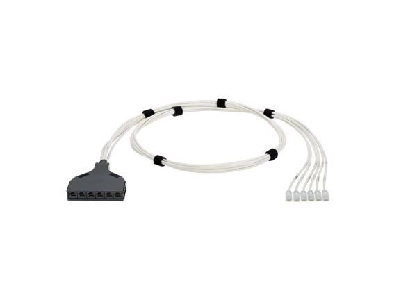 QPCSDW6XL2M Svazek 6-kabelů,Cat6 SD UTP, 28AWG, LSZH, bílé, QuickNet kazeta/ RJ45 konektor (male), 2m