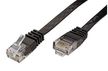 21.99.0960 Plochý propojovací kabel kat. 6, RJ45/RJ45, U/UTP,  0,5m, černý