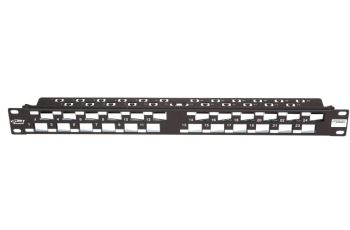 LAN-BK 11305115 patch panel modulární pro 24 keystonů, stíněný úhlové porty, 1RU, 19&quot;, černý