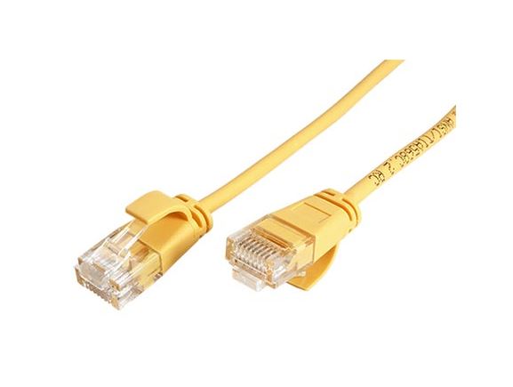 UTP6A-0,15-YL-slim propojovací kabel RJ45/RJ45, UTP, 0,15m, kat. 6A, LSOH, AWG32, žlutý, průměr 3,5mm
