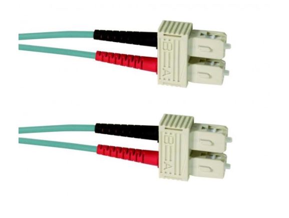 SC-SC-1-M53DL optický propojovací kabel SC-SC duplex MM 50/125um OM3, délka 1m, tyrkysová