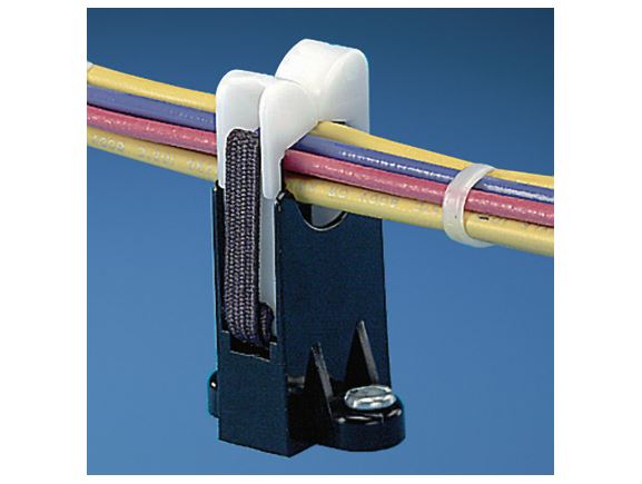 RER1.25-S6-X plastový protahovací držák kabelů, černá základna, svazek do 31,8mm, bílé oko, bal.10 kusů