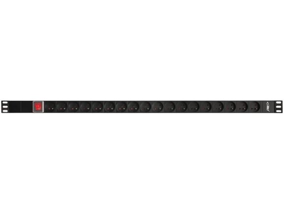 PDU-V-18UTE-DIN-03 Vertikální PDU, 18xUTE, 16A, 3,7kW, kabel 3m se zástrčkou DIN49441 (unischuko)