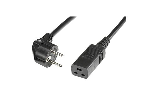 19.08.1552 kabel síťový 230V, 16A, vidlice Euro E/F(3.žil) -  IEC320-C19, 2m, černý