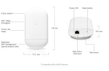 Loco5AC Venkovní point-to-point jednotka NanoStation 5AC Loco, 1×GLAN, 1×PoE, 5GHz (1)