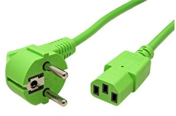 19.08.1013 kabel síťový 230V,10A, vidlice CEE 7/7(M) - IEC320 C13, 1,8m, zelený
