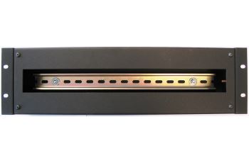 MEP 4933/RAL9005 instalační panel s DIN lištou a krytem, 3U, 19&quot;, černý RAL9005