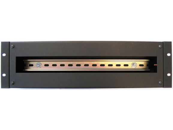 MEP 4933/RAL9005 instalační panel s DIN lištou a krytem, 3U, 19", černý RAL9005