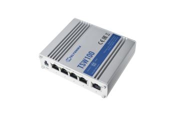 TELTONIKA LAN-TSW100 switch průmyslový TSW100 , unmanaged , 5x 10/100/1000 Ethernet porty: 4 x PoE, 1 x Uplink