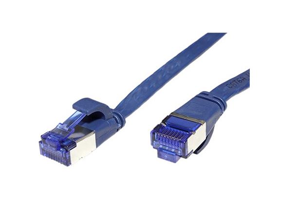21.99.2150 plochý propojovací kabel kat. 6A, RJ45/RJ45, U/FTP,  0,5m, modrý