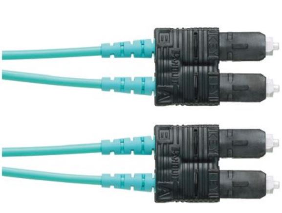PANDUIT FX23LSNSNSNM002 optický propojovací kabel SC-SC duplex MM 3mm, 50/125um OM3, délka 2m, tyrkysová