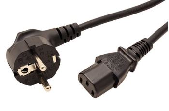 19.08.1030 kabel síťový 230V, 10A, vidlice CEE 7/7(M) - IEC320-C13, 3m, černý
