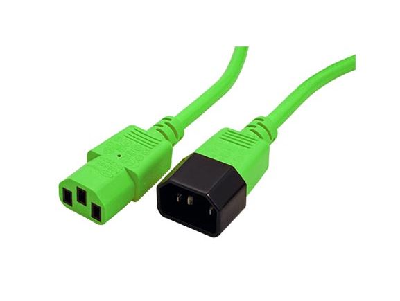 19.08.1528 kabel síťový prodlužovací kabel IEC320 C14 - C13, 0,8m, zelený