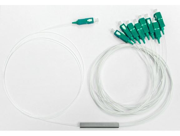 PLC-1x16-SM-900-SCA optický PLC splitter 1x16, singlemode, sekundární ochrana 900um, kon. SC/APC, 1m konce