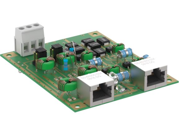DL-1G-POE-PCB-INJECTOR modul přepěťové ochrany datové linky kat. 6/6A s konektory RJ45, PoE