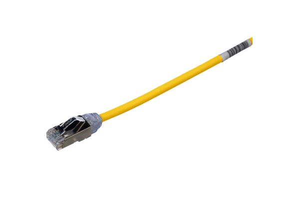 STP28X1MYL Tenký stíněný propojovací kabel RJ45/RJ45, F/UTP, kat. 6A, 1m, AWG28, LSZH, žlutý
